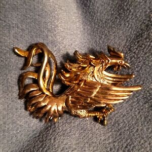Vintage Phoenix Fire Bird of Paradise Gold silver Tone 